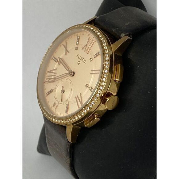 Fossil FTW1116 Women Brown Leather Rose Gold Analog Dial Hybrid Smartwatch XX631 - Picture 4 of 12